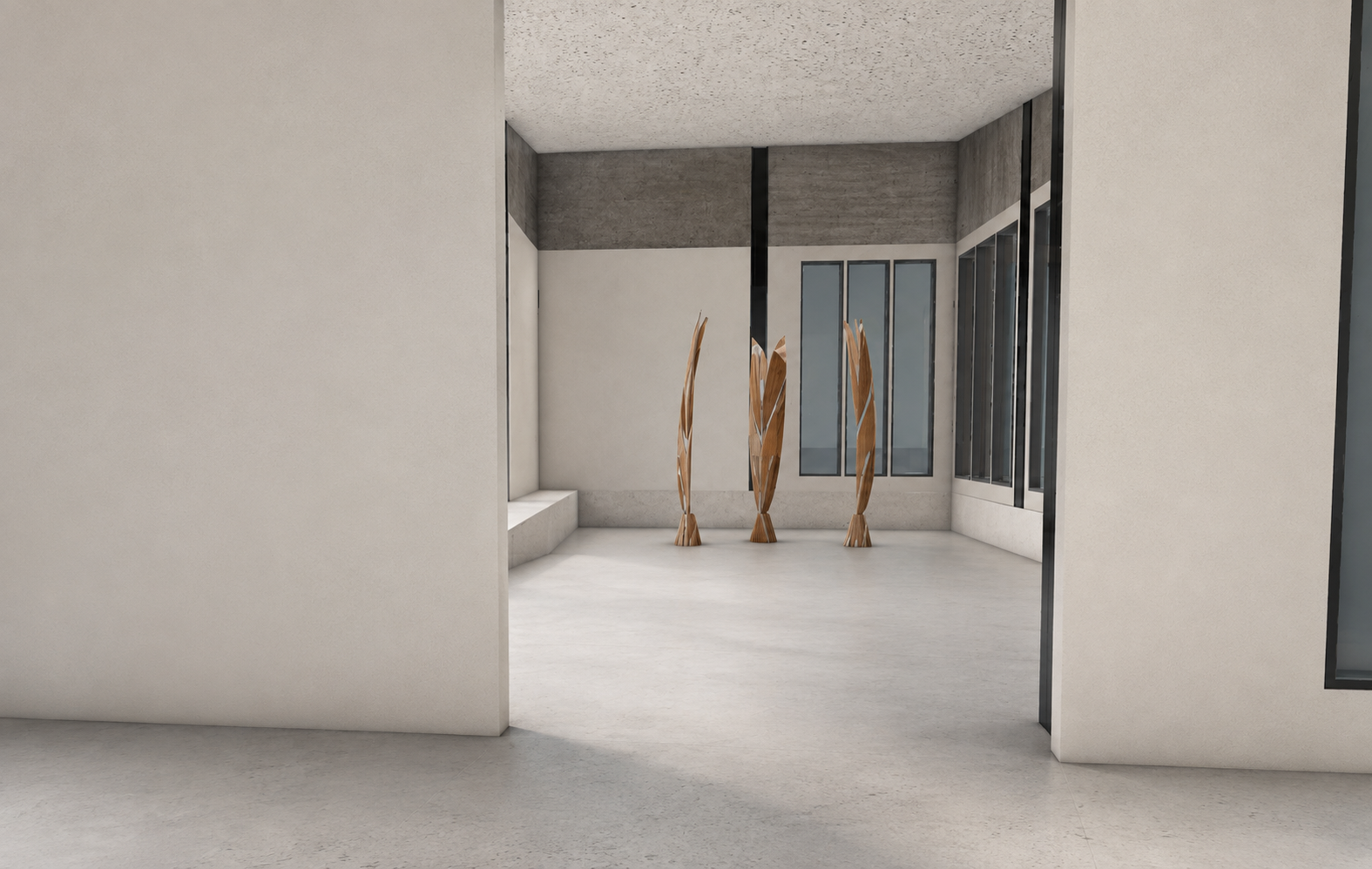 Interior gallery view through the Habitan pavilion