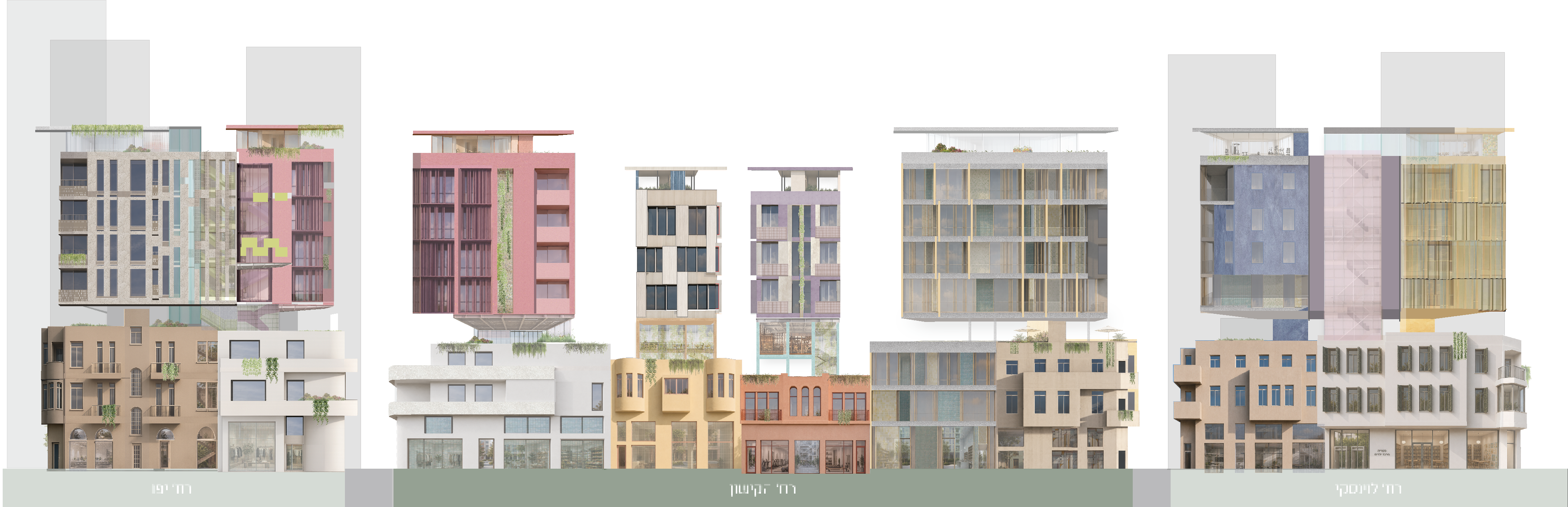 Aligned proposed facades along Yaffo, Kishon, and Levinsky streets