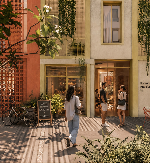 Street-level entrance and public courtyard of the InsideOut project