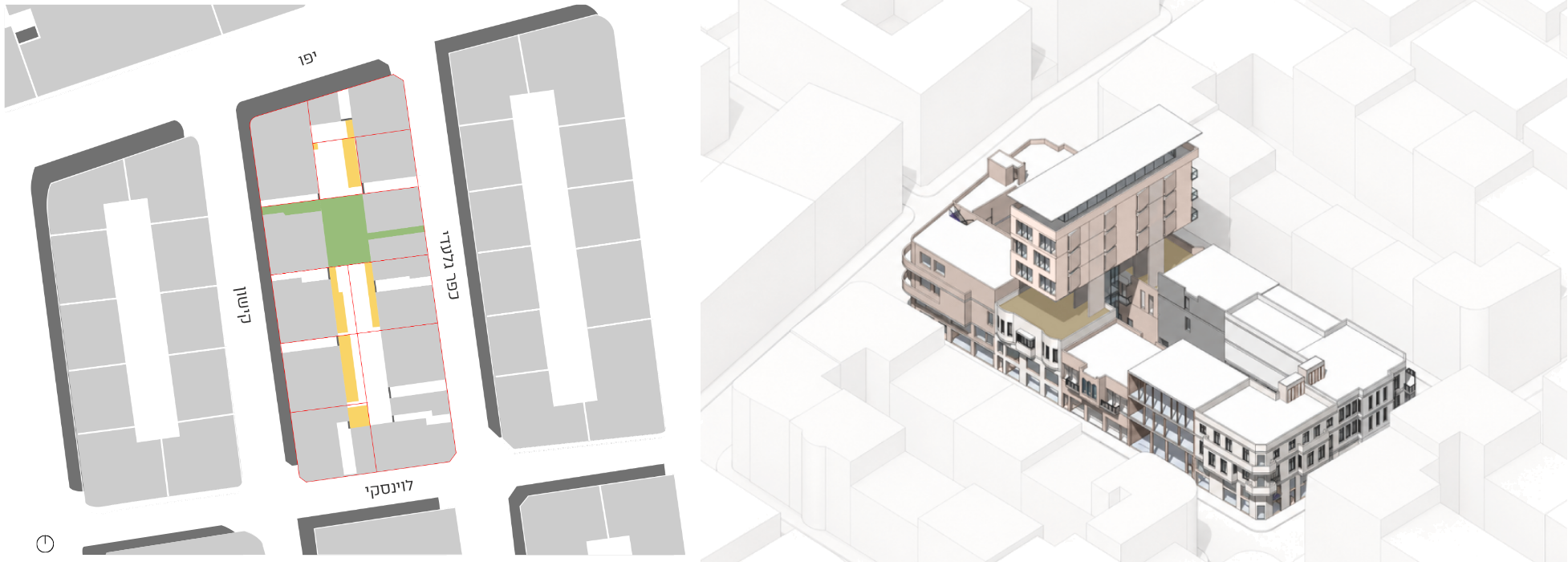 Initial infill plan and building massing