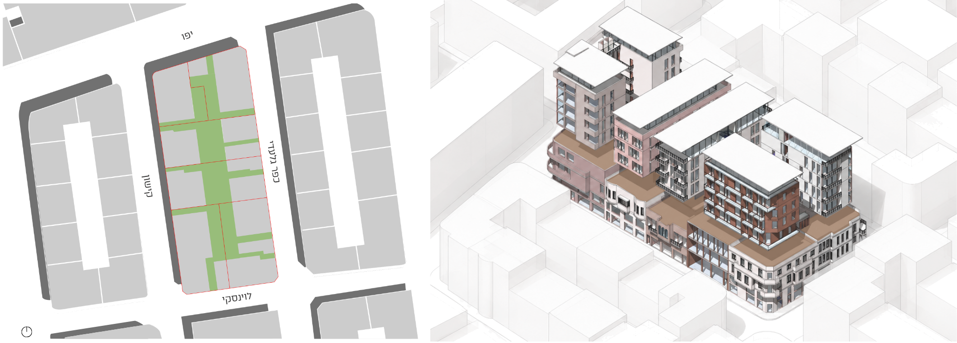 Full build-out plan and building massing