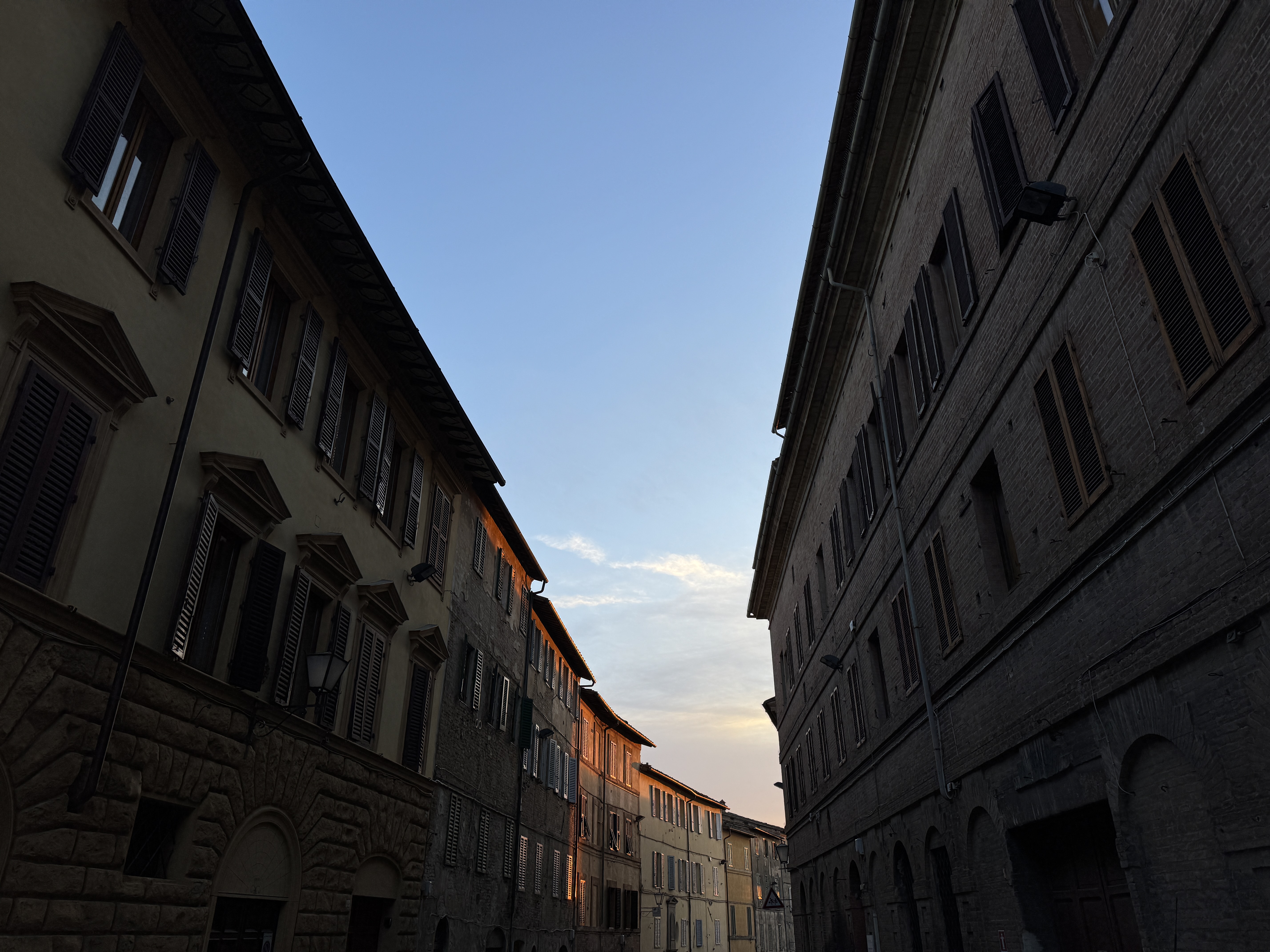 Historic street at sunset